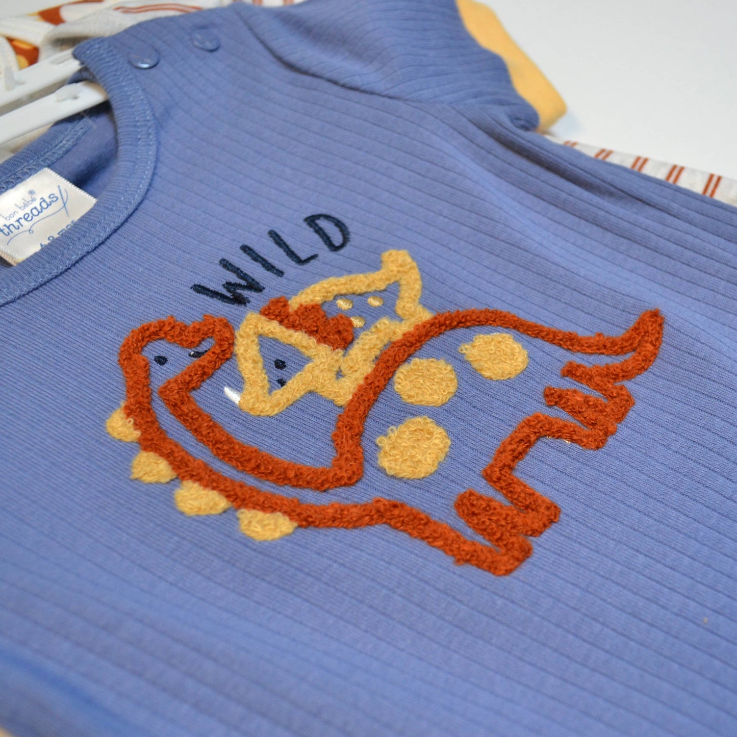 Pack of 3 Dinosaur Chenille Embroidery Bodysuits