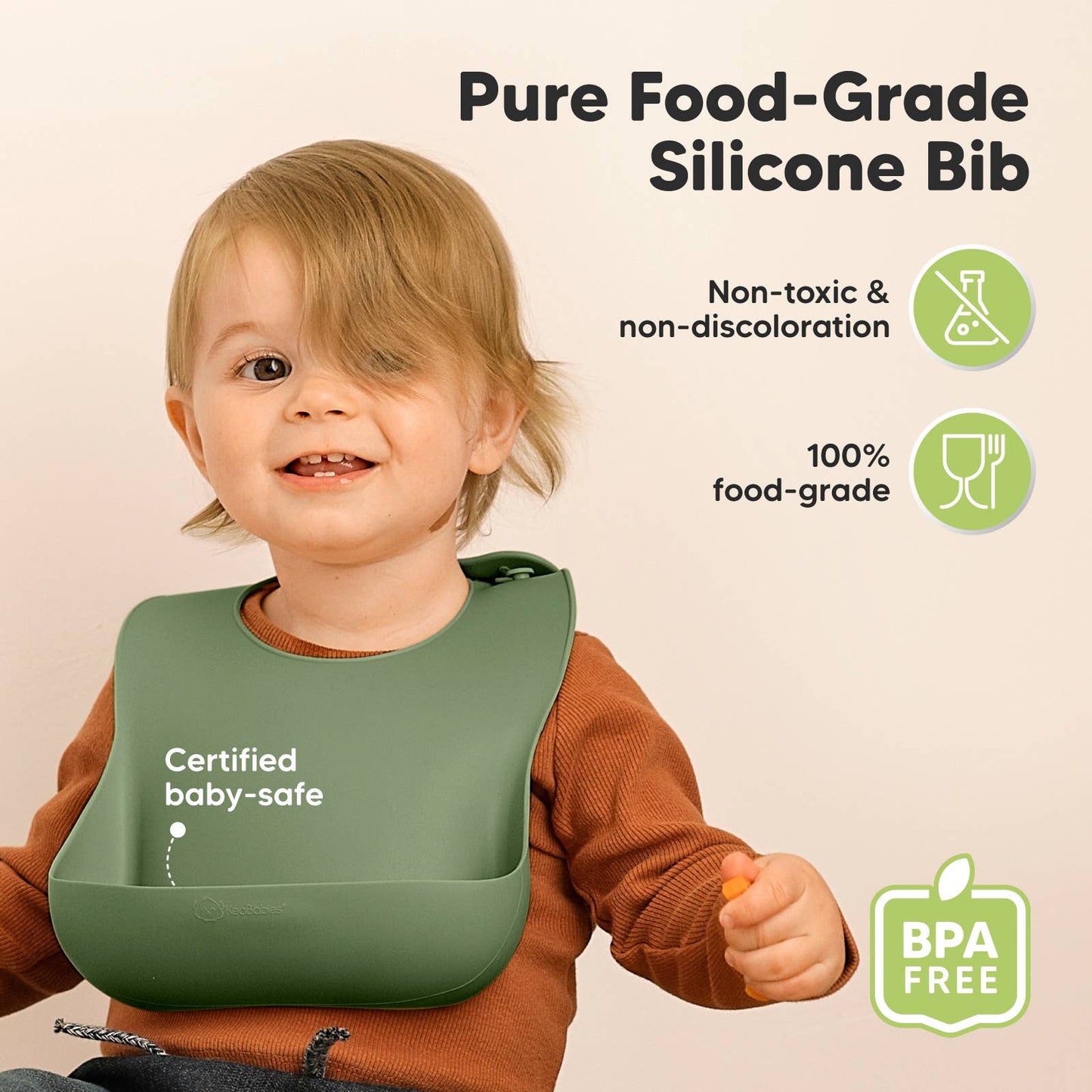 2-Pack Prep Silicone Bibs for Babies, Toddlers, Boys, Girls: Slate