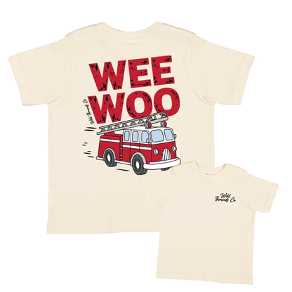 Wee Woo Firetruck Tee : Natural / 2T