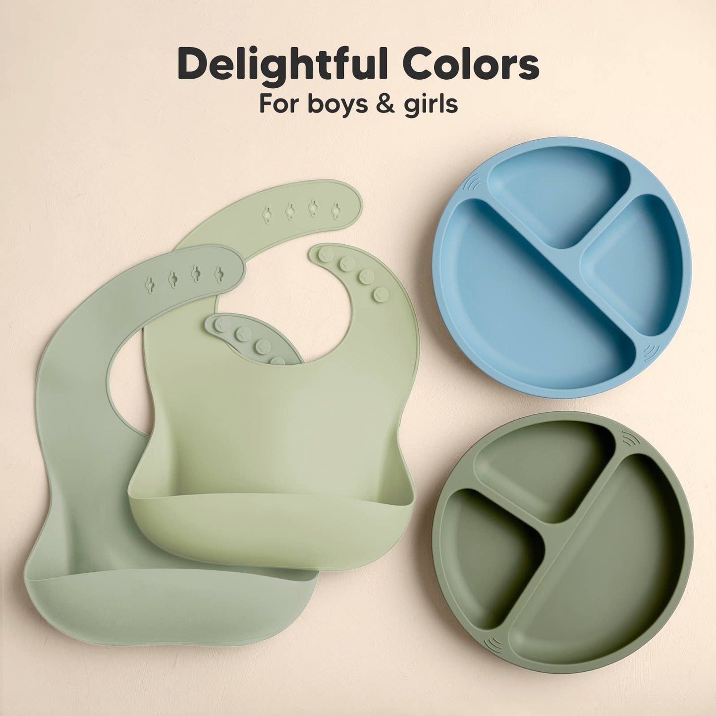 2-Pack Prep Silicone Bibs for Babies, Toddlers, Boys, Girls: Sage