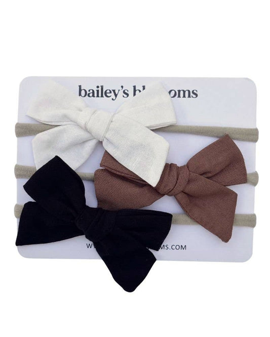 3-Piece Linen Nylon Headband Set - Neutrals