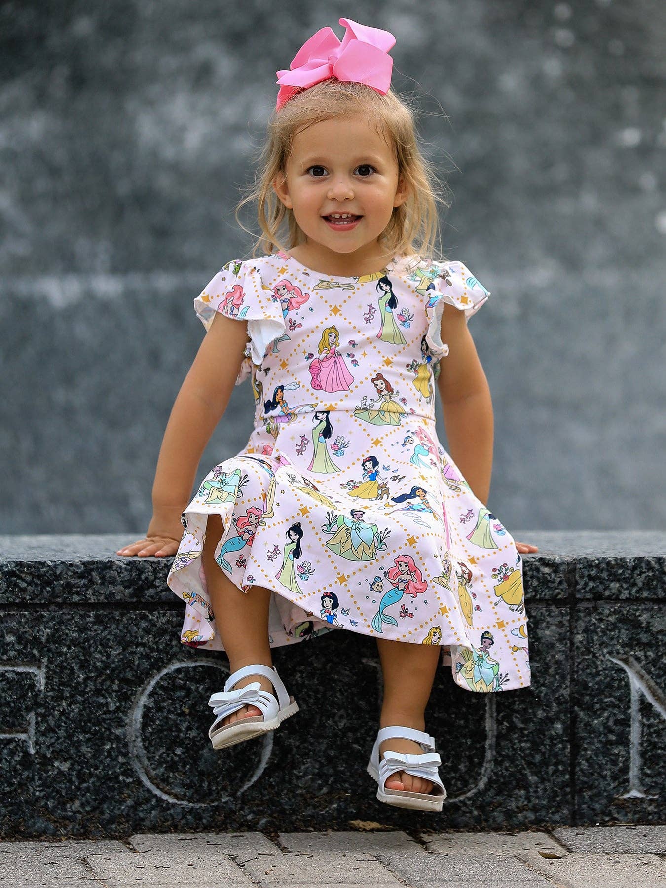 Summer Pattern Ruffle Sleeve Girls Dress: 3