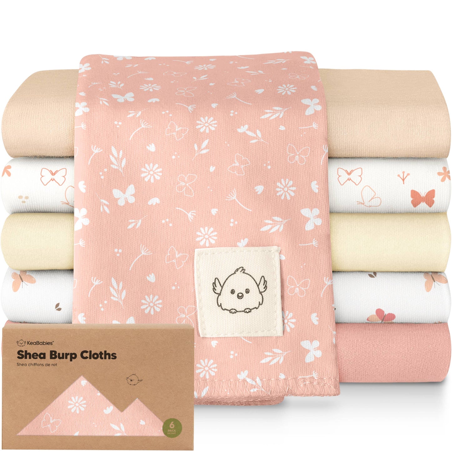 KeaBabies 6-Pack Shea Burp Cloths: Butterflies