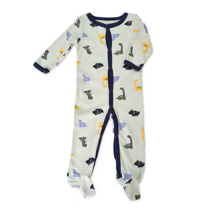 Dinosaurs Pattern Zipper Footie Pajamas