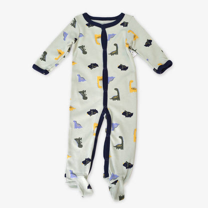 Dinosaurs Pattern Zipper Footie Pajamas