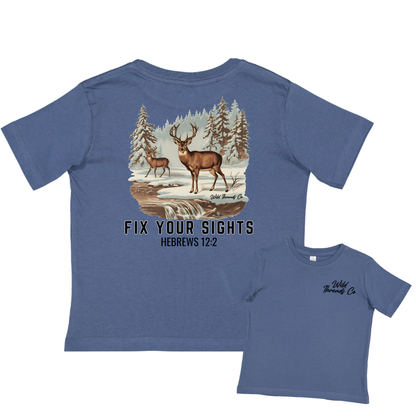 Fix Your Sights Tee: Indigo