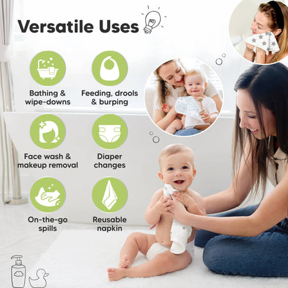 6-Pack Organic Cami Baby Washcloths for Face & Bath Towels: Constellation