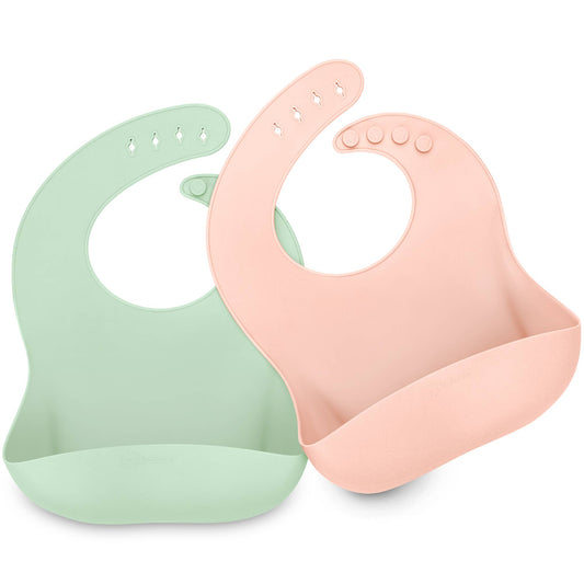2-Pack Prep Silicone Bibs for Babies, Toddlers, Boys, Girls: Mellow