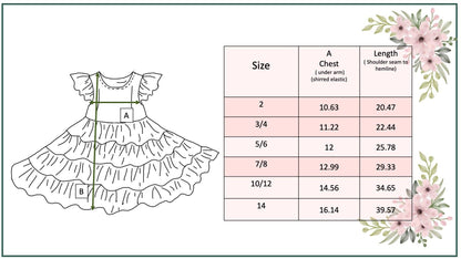 Girls Fall Ava Teal Beige Floral Dot Tiered Twirl Dress: 3/4