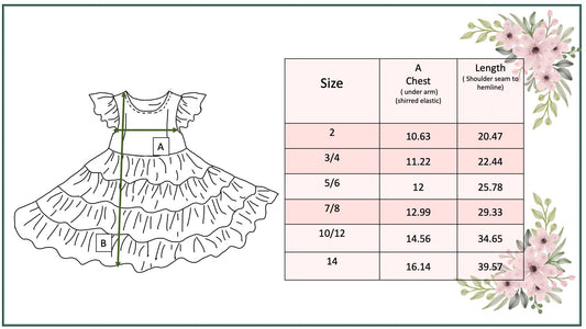 Girls Fall Ava Teal Beige Floral Dot Tiered Twirl Dress: 10/12
