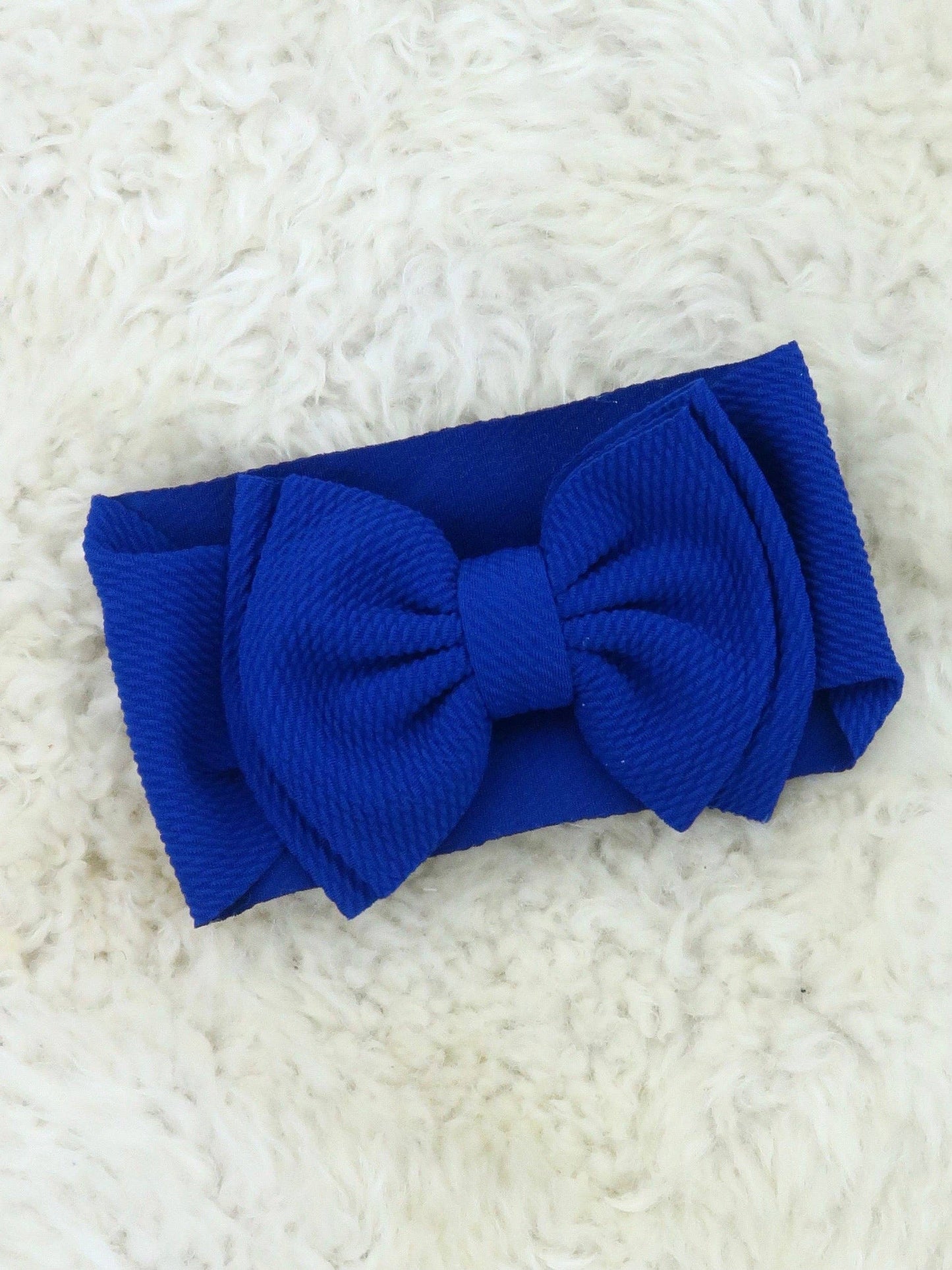Double Layer Waffle Bow Headwrap - Royal Blue