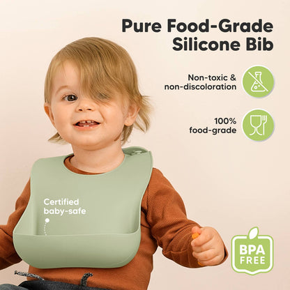 2-Pack Prep Silicone Bibs for Babies, Toddlers, Boys, Girls: Sage