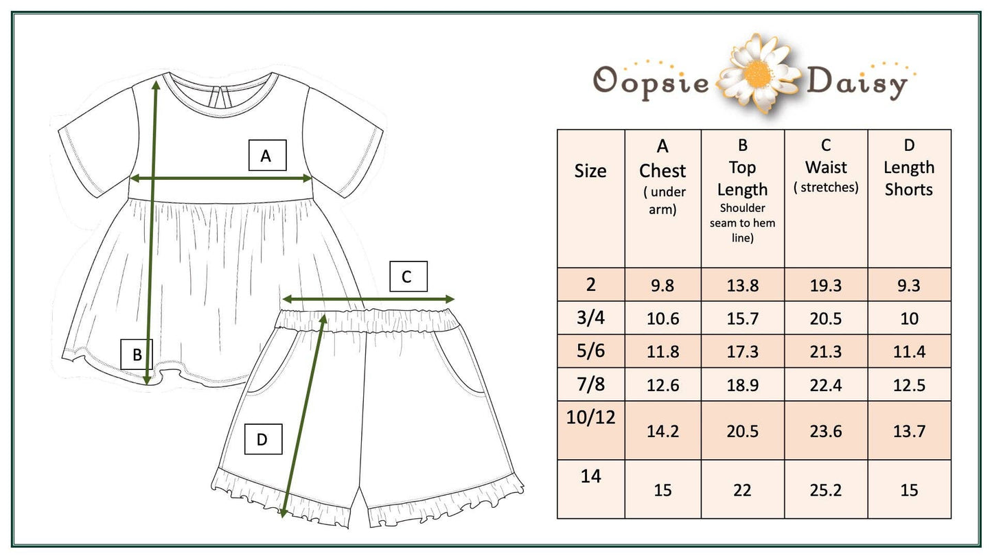 Kids Retro Daisy Check Tan Pocket Ruffle Spring Short Set