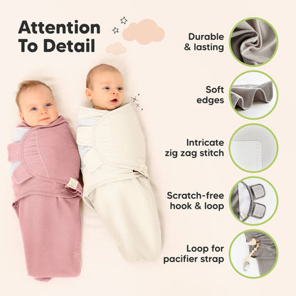 3pk Soothe Wren Swaddle Sleep Sacks for Newborns: Roseate / OS 0-3M