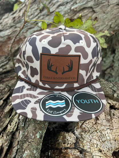 YOUTH/KIDS - Deer Horns - Camo Rope Hat - Lost Hat Co.: Mossy Oak Bottomland