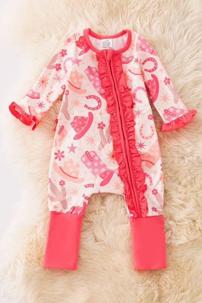 Western Cactus Hat Printed Girls Bodysuit