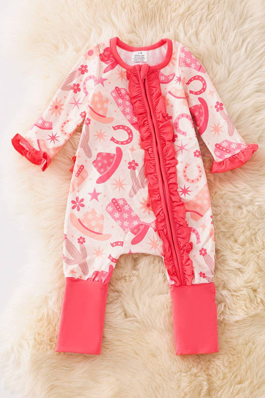 Western Cactus Hat Printed Girls Bodysuit