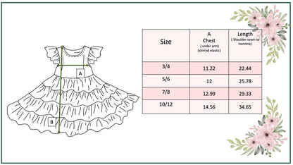 Girls Orange Pink Ava Retro Floral Check Spring Tiered Dress