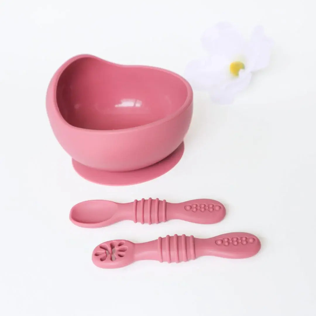 Suction Bowl & Training Spoons - Dusty Rose: Dusty Rose