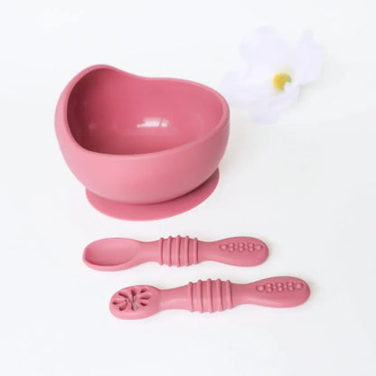 Suction Bowl & Training Spoons - Dusty Rose: Dusty Rose