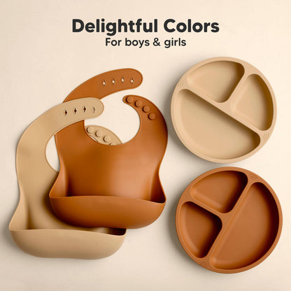 2-Pack Prep Silicone Bibs for Babies, Toddlers, Boys, Girls: Terracotta