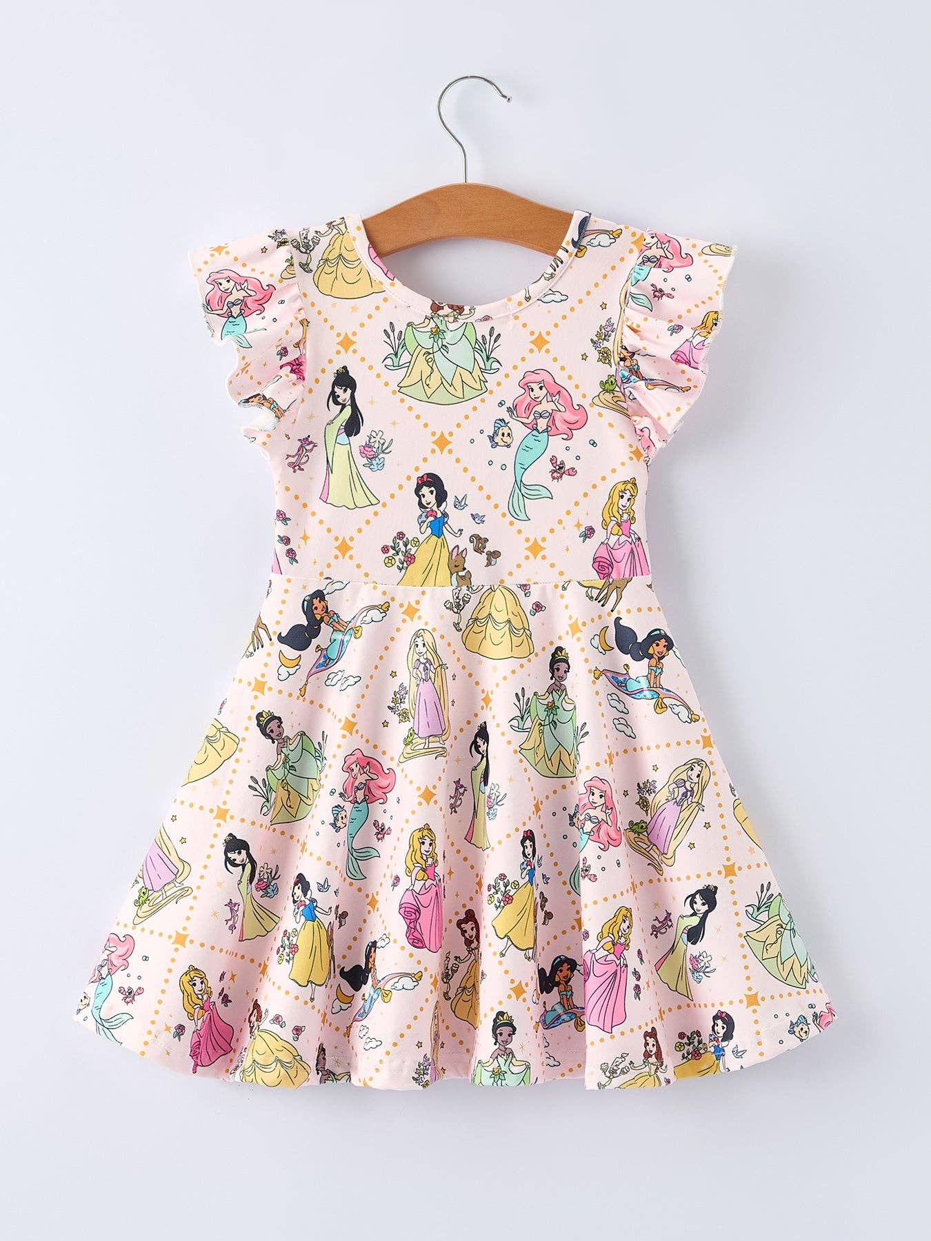 Summer Pattern Ruffle Sleeve Girls Dress: 2