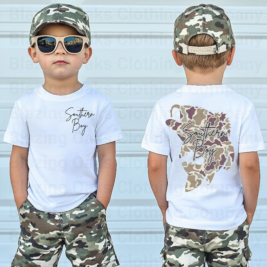 Youth Camo Southern Boy Bass Short Sleeve Shirt