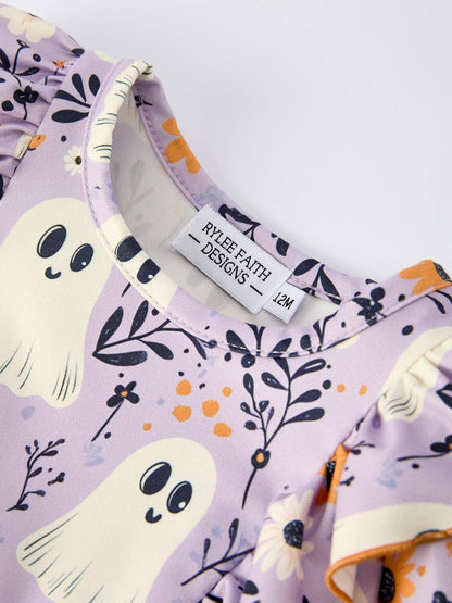 Halloween Ghost Print Baby Girl Romper