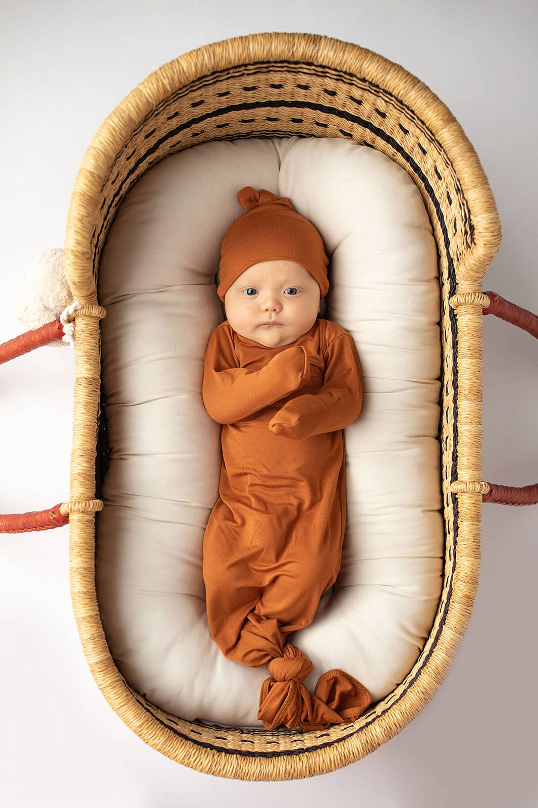 Saddle Longhorn Orange Western Knotted Newborn Baby Gown & Hat