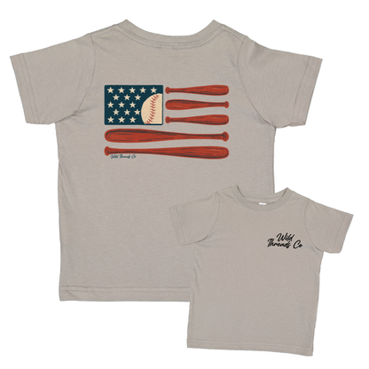 Baseball Flag Tee: Light Blue