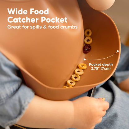 2-Pack Prep Silicone Bibs for Babies, Toddlers, Boys, Girls: Terracotta