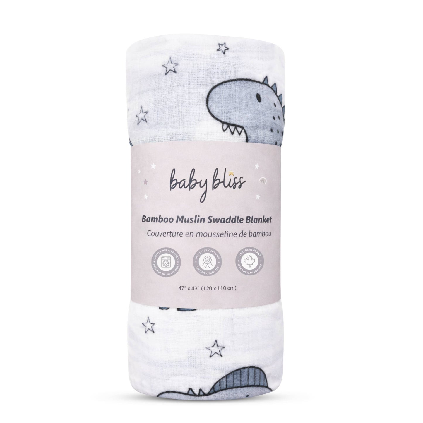Bamboo Muslin Swaddle Blanket - Dino Dreams