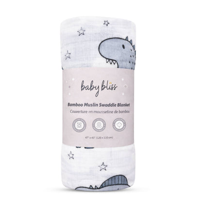Bamboo Muslin Swaddle Blanket - Dino Dreams