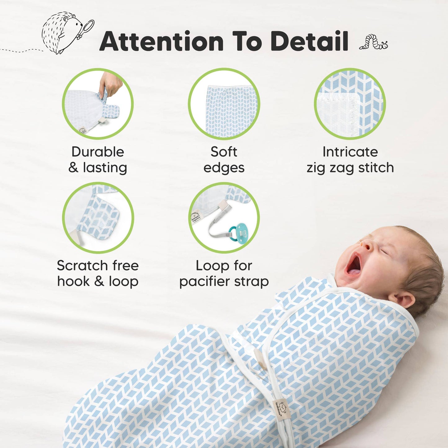 3pk Soothe Baby Swaddles 0-3 Months, Sleep Sack for Newborns: Storm / OS 0-3M