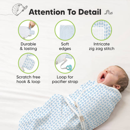 3pk Soothe Baby Swaddles 0-3 Months, Sleep Sack for Newborns: Storm / OS 0-3M
