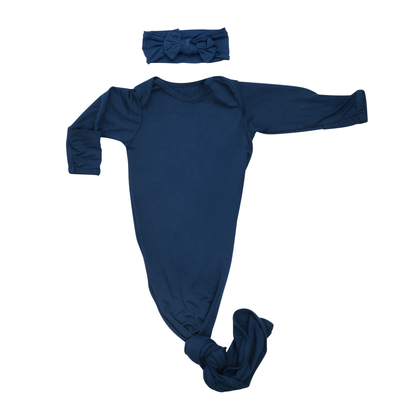 Navy Blue Knotted Gown & Hat