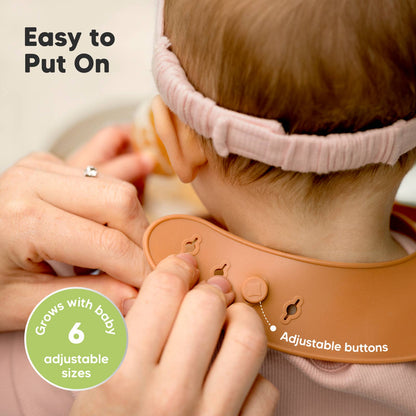 2-Pack Prep Silicone Bibs for Babies, Toddlers, Boys, Girls: Terracotta