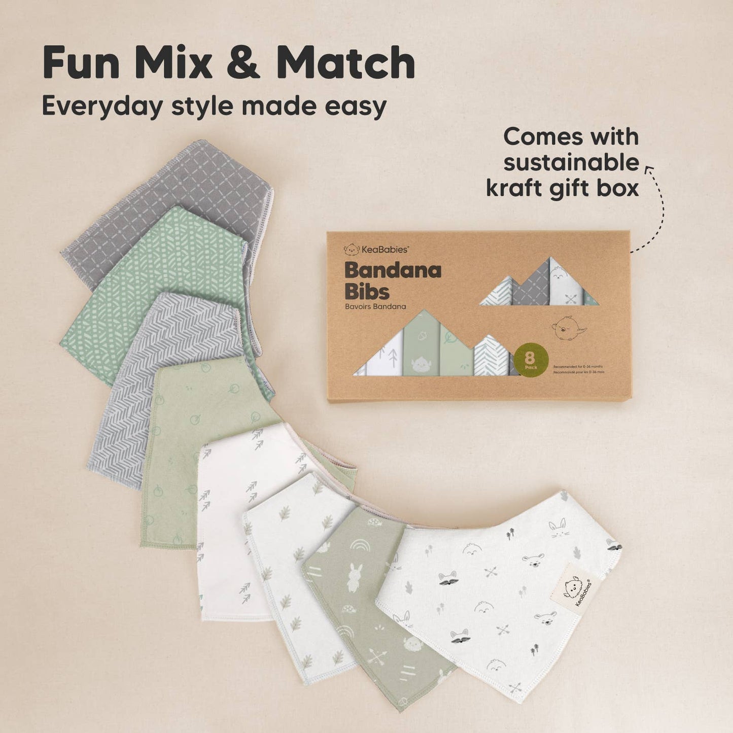 8-pack Baby Bandana Bibs for Boys and Girls: Nordic