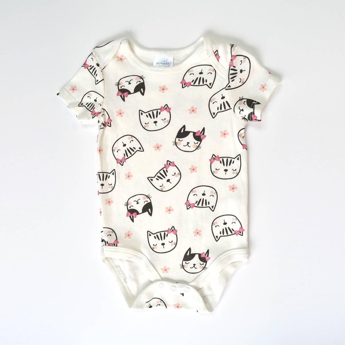 Set of 3 Cream Cat Chenille Embroidery Bodysuits