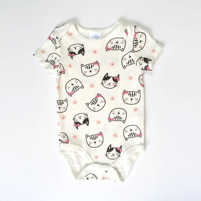 Set of 3 Cream Cat Chenille Embroidery Bodysuits