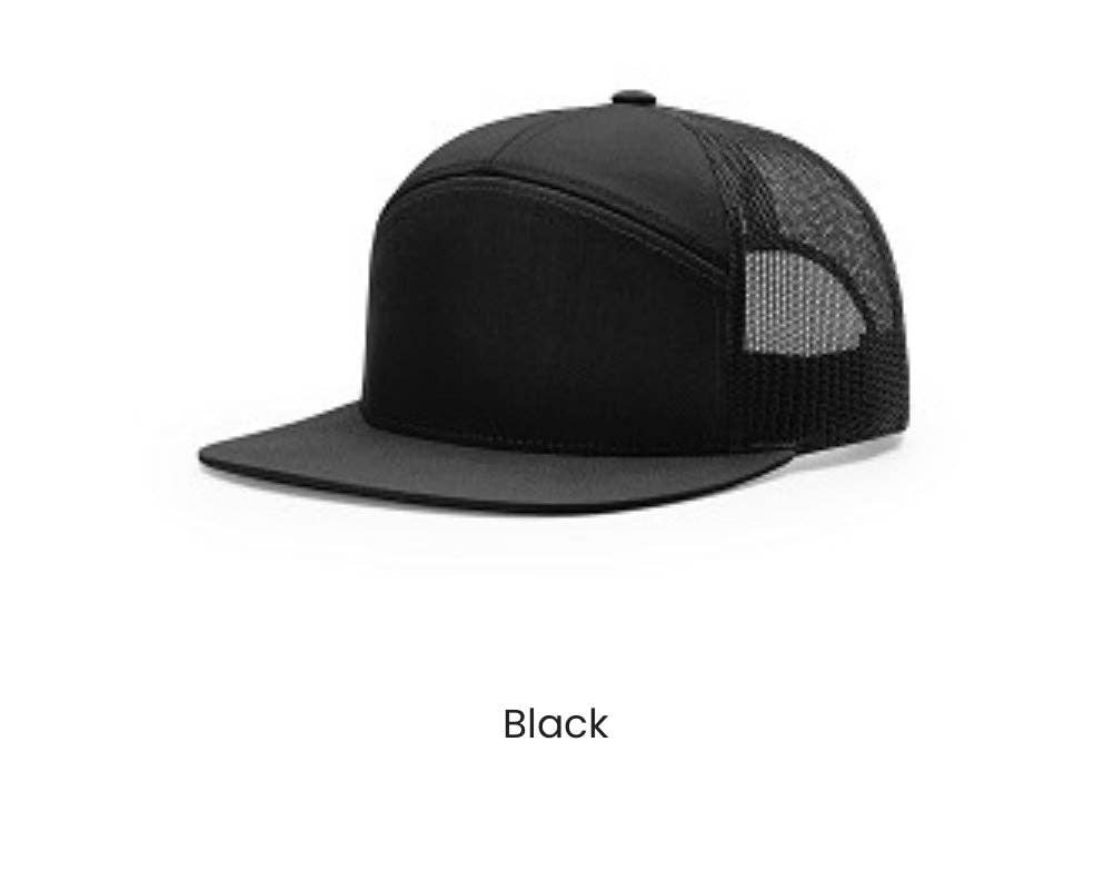 Turkey Feather - Flatbill Snapback Hat - Richardson 168: Solid Black