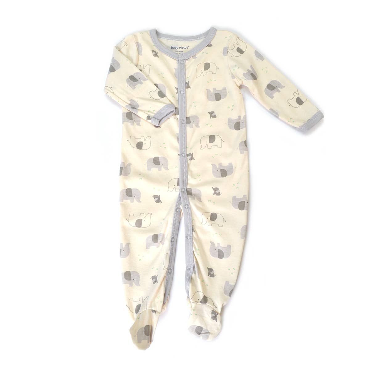 Cute Elephant Pattern Zipper Footie Pajamas