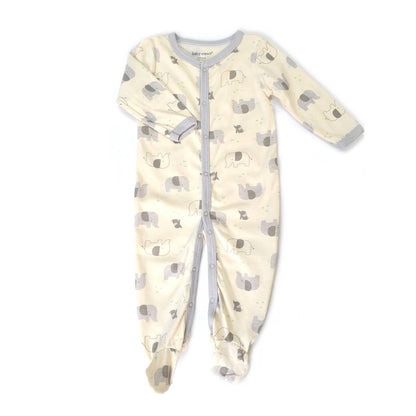 Cute Elephant Pattern Zipper Footie Pajamas