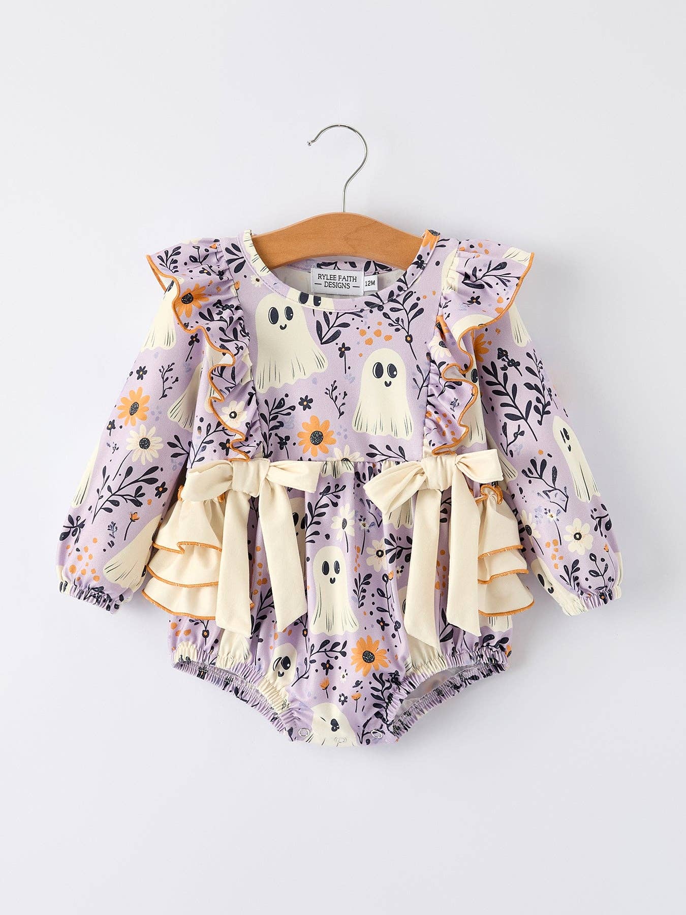 Halloween Ghost Print Baby Girl Romper