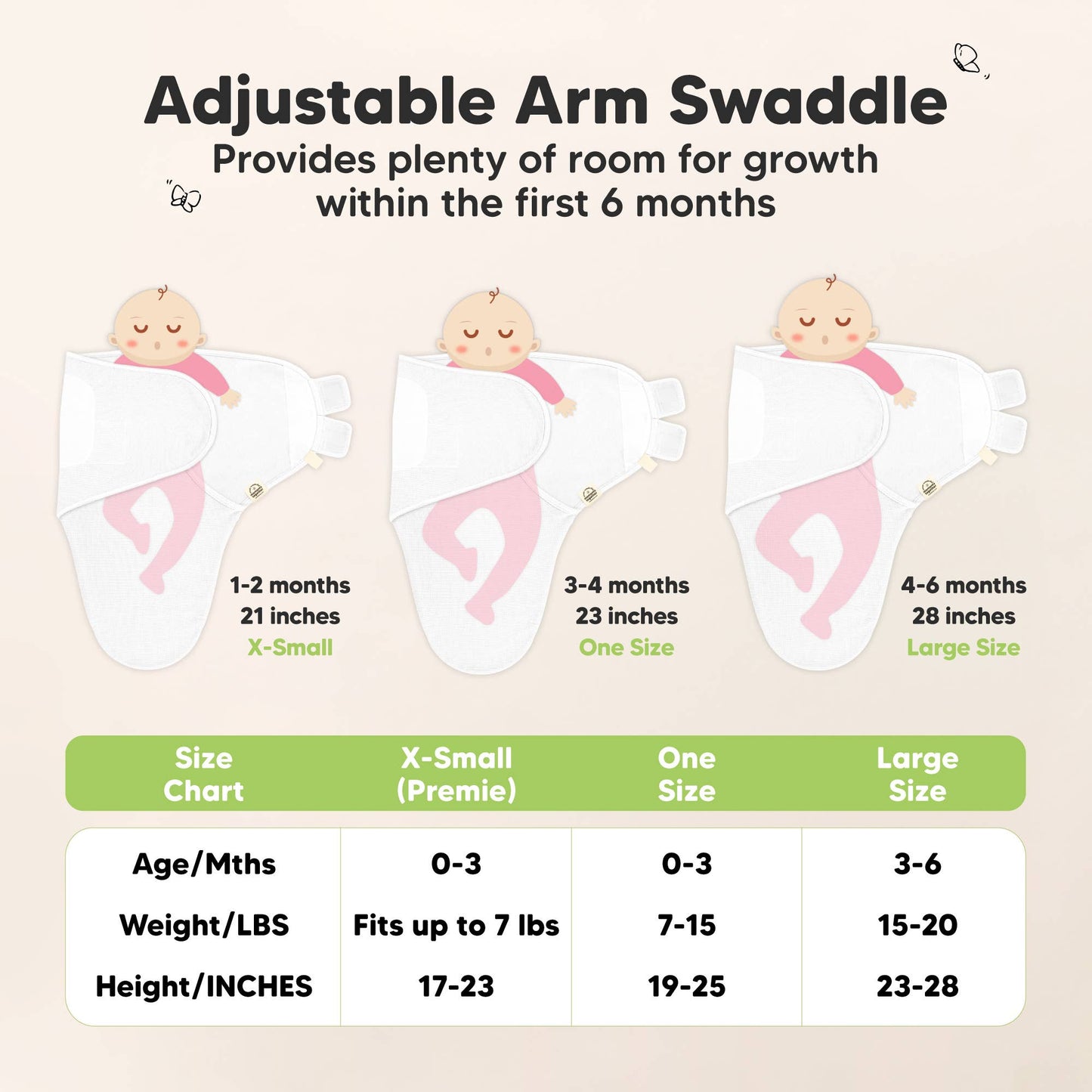 3pk Soothe Wren Swaddle Sleep Sacks for Newborns: Glacier / OS 0-3M