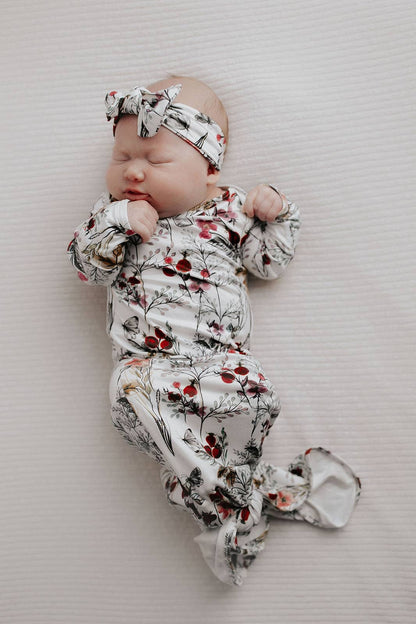 Floral Flower Knotted Gown & Bow