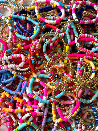 🩷Bright Colored Summer Stretchy Bracelets🌸: 50 Bracelets
