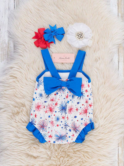 Fireworks & Freedom Embroidered Bubble Romper