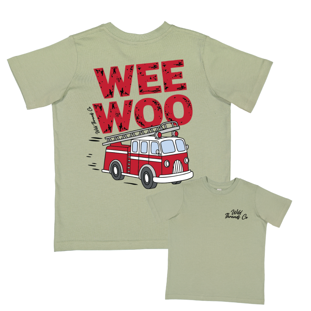 Wee Woo Firetruck Tee : Sage