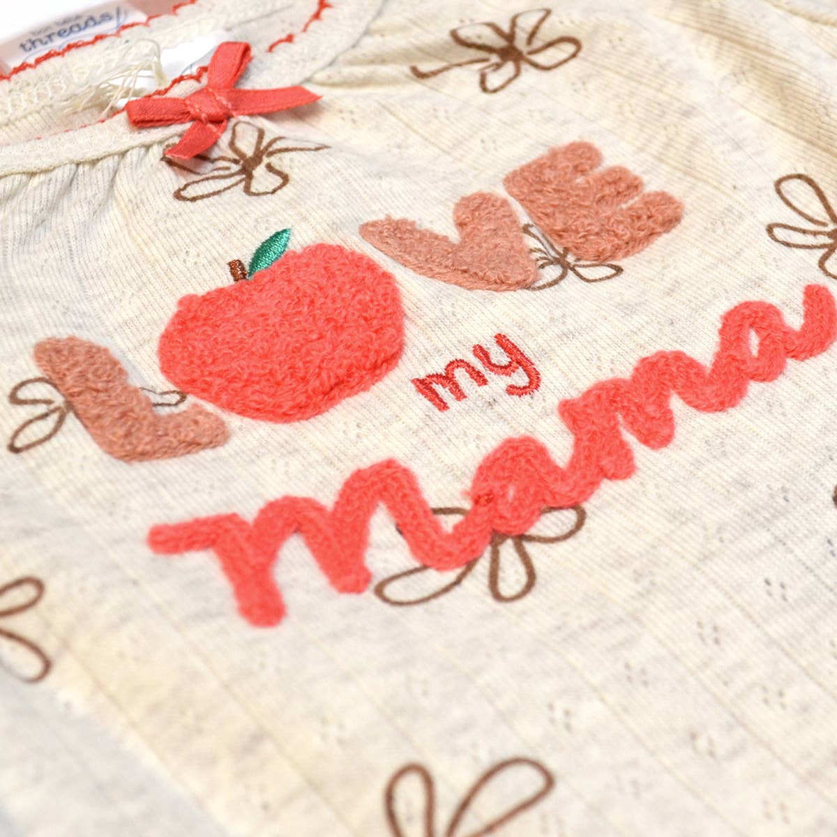 Set of 3 Love Mama Chenille Embroidery Bodysuits